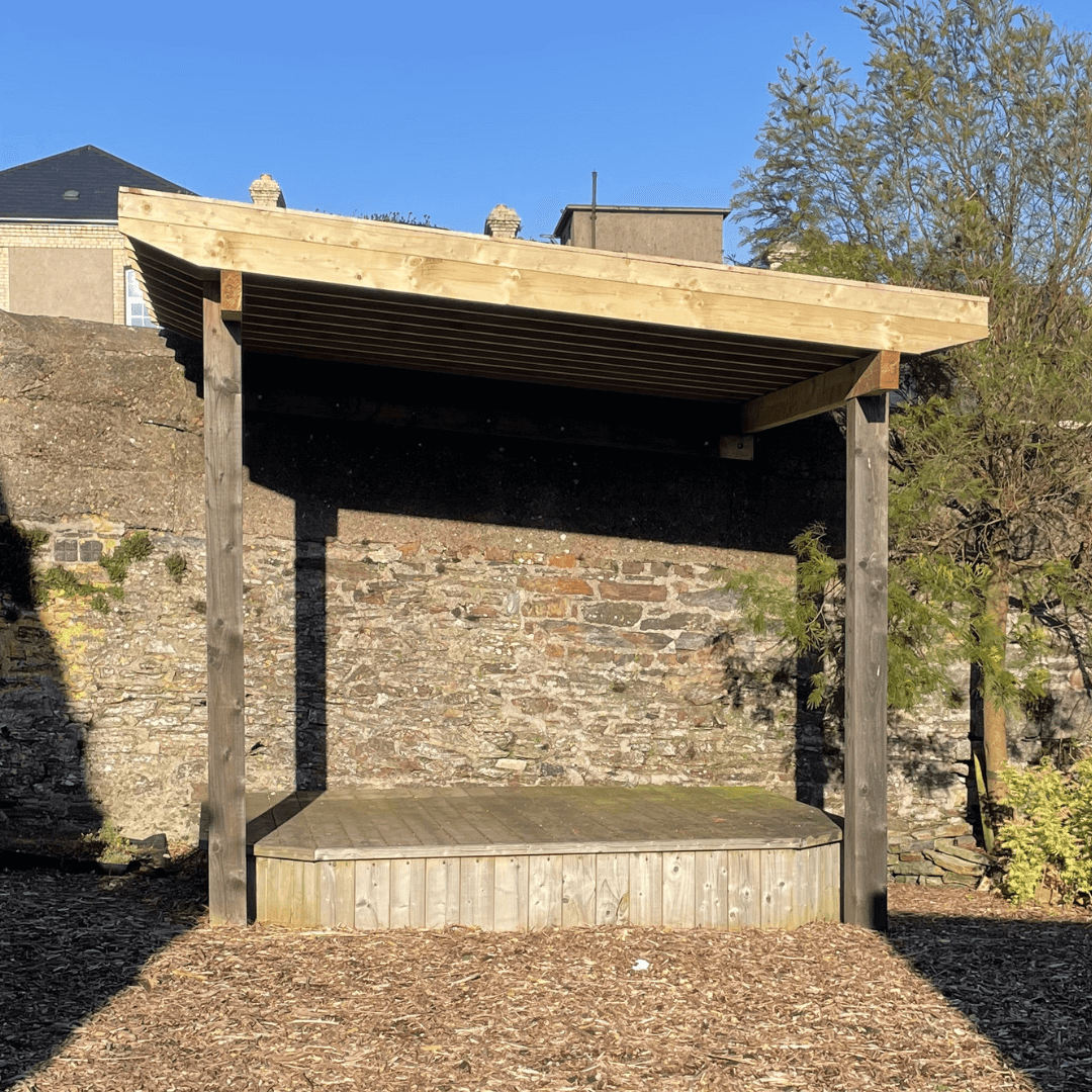 Covered shelter at Top of the City Garden in Waterford City.