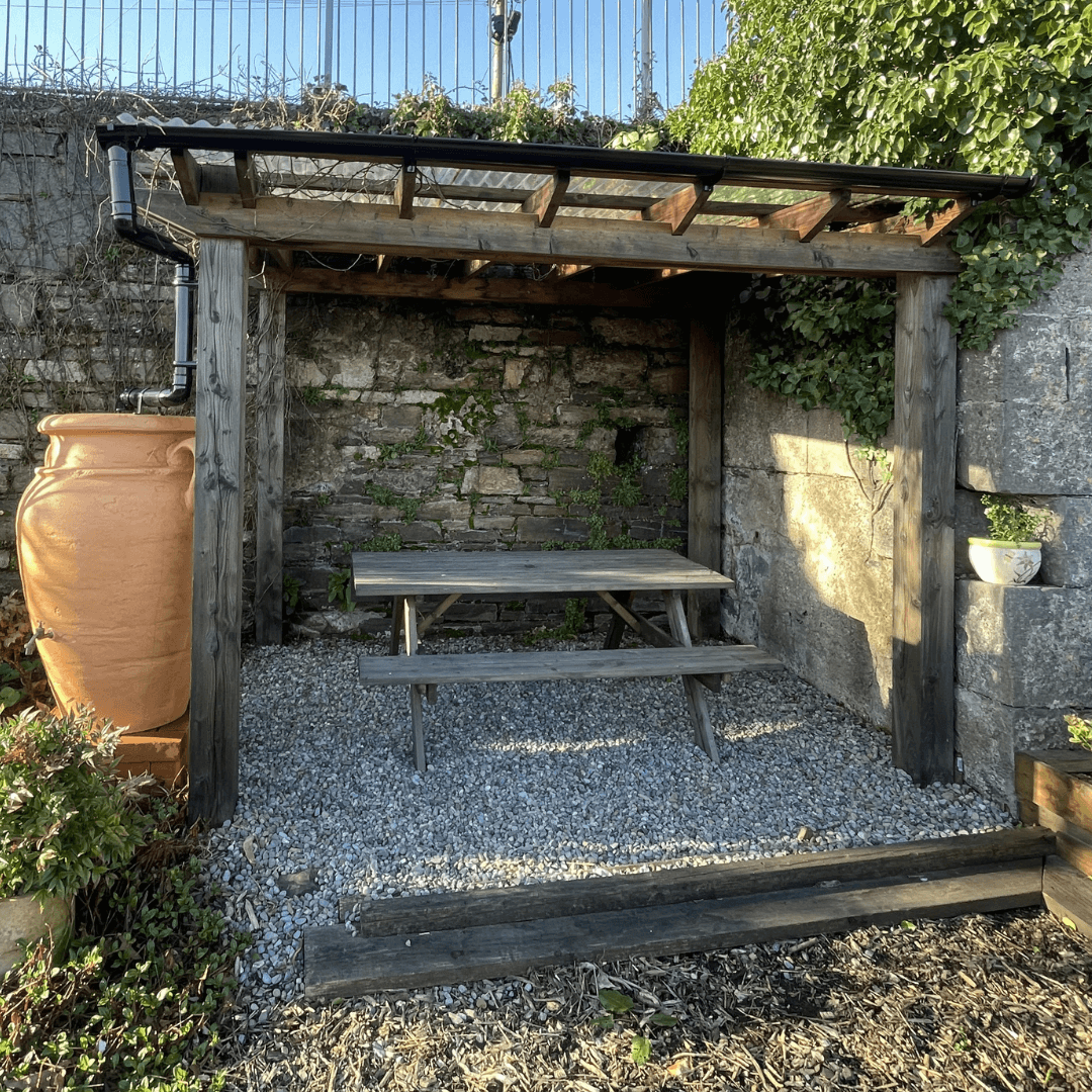 Covered shelter at Top of the City Garden in Waterford City.